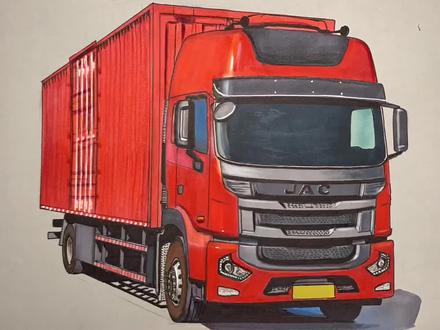 画一台江淮厢式大货车 #手绘 #画画 #抖音卡车 #卡车
