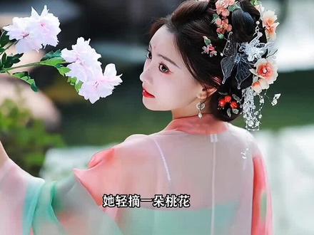 初见她漫步溪桥下,看她轻摘一朵桃花#音乐#相思遥