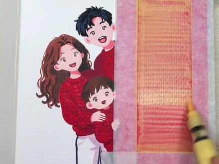 2026画一幅全家福 #真实生活分享官 #抖音年味艺术图鉴 #全家福手绘挑战 #丙烯马克笔 #全家福