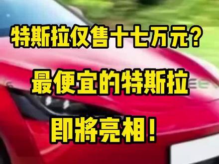 特斯拉仅售17万元?最便宜的特斯拉即将亮相!#新能源领航计划 #新能源电动汽车 #特斯拉