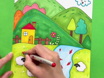 春天主题画 春天就该画这个!一看就会的春天风景画,简单又好看,快收藏起来,带孩子一起画吧!#一学就会的简笔画 #春天主题画 #春天风景画 #幼儿简笔画 #春日风景