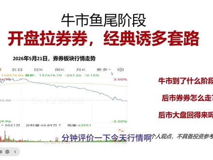 牛市鱼尾特征显现,后续怎么走 开盘急拉券商,90% 都是陷阱! 没有基本面支撑的金融拉升,全是资金博弈的假象。#券商 #A股 #投资理财 #520被爱看见 #您的好友周杰伦已上线