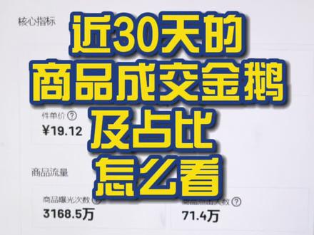 近30天的商品成交金鹅及占比怎么看?#电商 #干货分享 #电商运营技巧 #我要上热们 @抖音小助手