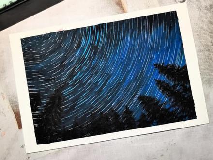 油画棒画出的星空延时,空间与时间的震撼!#油画棒 #星空延时 #绘画教程 #零基础学画画 #跟着抖音学画画 @DOU+上热门 @DOU+小助手