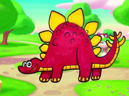 学恐龙小知识,画可爱的剑龙简笔画!