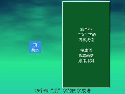 25个带“顶”字的四字成语
顶天立地
泰山压顶
冒名顶替
顶门立户 #知识点总结 #知识分享 #教育 #语文 #成语 #学习 #词语积累 #顶天立地 #泰山压顶 #冒名顶替