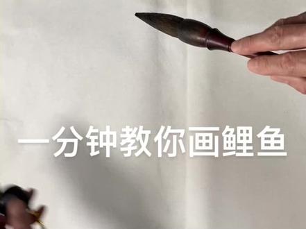 一分钟教你画一条向左反转的鲤鱼。下笔肯定 重压缓抬。记住口诀 一笔身子。两笔尾 三笔画头添眼嘴 小翅如燕似鸟飞 再画腹鳍和尾鳍。淡墨勾鳞 浓墨画背鳍