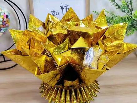 莲花聚宝盆教程,小号15×20中号20×27大号27×36#手工折纸教程 #聚宝盆 #见者好运见者发财