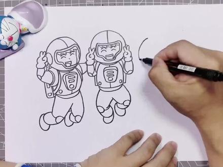 神舟12号的宇航员简笔画 #简笔画 #神舟十二号 #宇航员