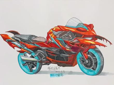 超酷的吃鸡最新摩托车绘画,喜欢的点赞支持一下#马克笔 #马克笔手绘 #手绘游戏场景 #和平精英