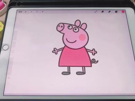 画了个小猪佩奇拟人,顺便写了个小作文,没想到最后还挺搭 #小猪佩奇拟人 #简笔画教程 #创意美术