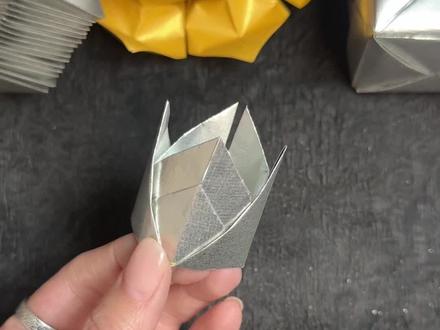 六角锭折叠教程 #手工折纸 #叠元宝 #锡箔纸 #锡箔纸生产厂家 #折一个世界 @一纸纳福