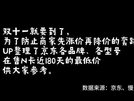 近180天(含618)京东N卡最低价全记录。双11拒绝先涨后降套路 #双11 #显卡 #等等党