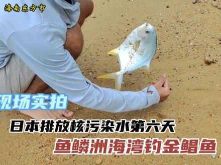 现场实拍日本排放核污染水第六天:海南东方市鱼鳞洲海湾钓金鲳鱼 #日本排放核污水 #海边钓鱼