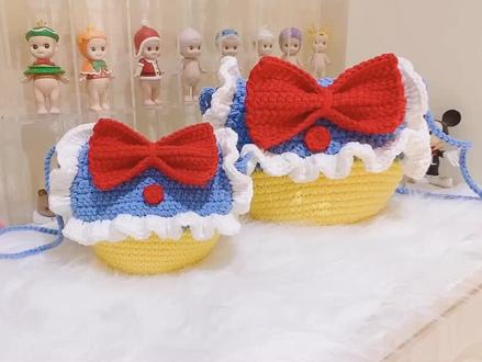 白雪公主包配件蝴蝶结|新手零基础钩针编织教程上#手工礼物 #毛线编织包包 #教程