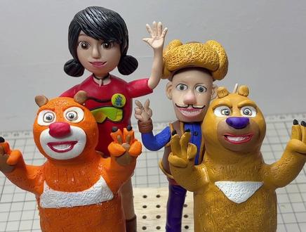 手工制作熊大熊二#手工制作 #熊出没 #软陶人偶 #捏泥人