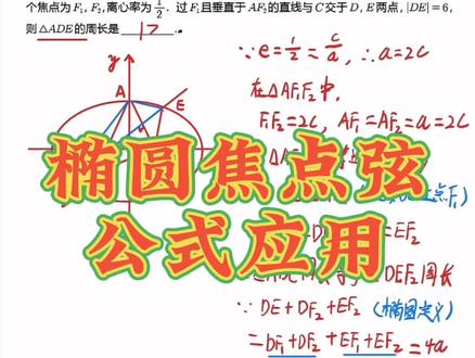 圆锥曲线椭圆焦点弦公式#高中数学 #数学思维 #家长收藏孩子受益 #高考数学 #王老师讲题