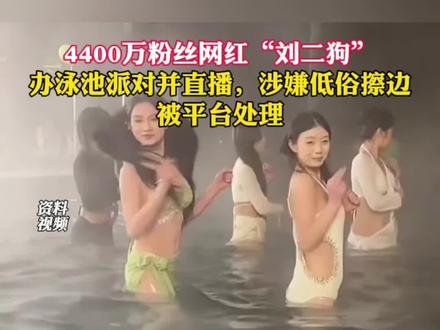 4400万粉丝网红“刘二狗”直播泳池派对被处理