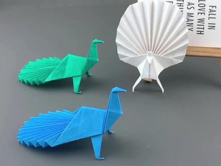 一张纸折能开屏的孔雀 #折纸 #手工