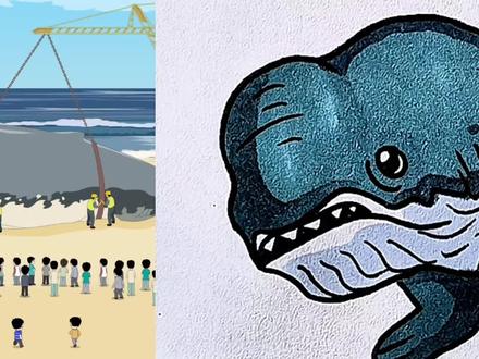 海滩上搁浅的鲸鱼。 #简笔画