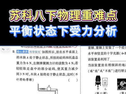 苏科八下物理受力分析难题讲解 #苏科版 #八年级物理 #解题思路 #解题技巧 #受力分析