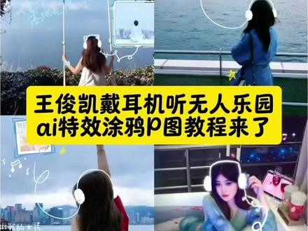 王俊凯戴耳机听无人乐园AI特效涂鸦p图教程来了#剪映 #乐评人解析王俊凯新歌无人乐园 #王俊凯 #王俊凯在第七年弥补专辑遗憾 #王俊凯无人乐园 王俊凯土象细腻的隐喻