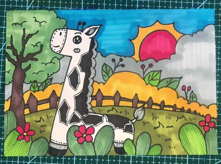 画一幅简单的动物园主题画#画画 #简笔画 #零基础学画画 #儿童画