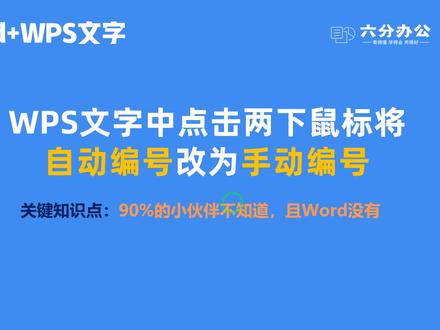 讲的有点啰嗦-WPS文字中点击两下鼠标将自动编号改为手动编号