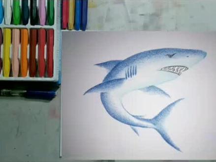 我画到第几笔你们才猜得出来是《鲨鱼》@DOU+小助手#简笔画