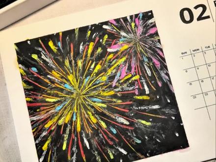 油画棒|烟花绚烂,但也短暂,像极了青春不顾一切的勇敢。#油画棒 #烟花 #绘画教程 #跟着抖音学绘画 #零基础学画画 @DOU+上热门 @DOU+小助手