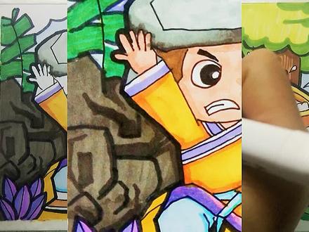 马克笔绘故事之 司马光砸缸(三) #马克笔儿童画 #司马光 #司马光砸缸救人