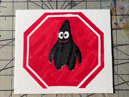 在美纹纸上画实体档案Entity069:派大星 #派大星 #怪物 #手工diy #跟着抖音学画画 #美纹纸雕刻