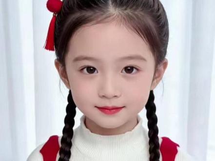 新年喜庆半高福娃丸子头发型#儿童编发 #儿童发饰 #简单好看发型 #新年装 #生女儿就是用来打扮的