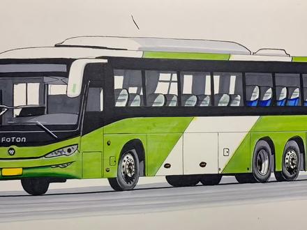 给粉丝画一辆福田北京三轴公交大巴车 #画画 #巴士迷 #跟着抖音学画画 #2026绘画开年挑战
