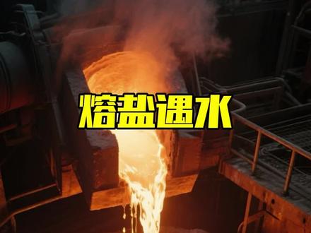 熔盐遇见水有多可怕,看完直冒冷汗#科普#涨知识#熔盐