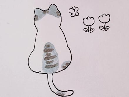 可爱的猫咪背影简笔画,猫咪背影的画法 #简笔画 #手绘 #儿童简笔画 #绘画 #可爱 #创意简笔画 #画画 #简笔画教程 #简单画 #每日一画