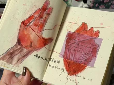 伸手的距离能否碰触到你的心脏#尼泊尔手工本#素材#礼物 #随手画#创意画