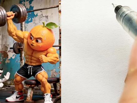 橘子肌肉人和汪汪队#简笔画画 #每日一画 #画画的baby