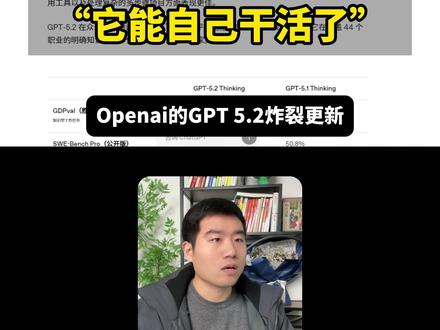 GPT-5.2重磅更新,真实任务处理能力遥遥领先,打工人救星 #gpt #GPT5 #OPENAI #AI落地 #大模型落地