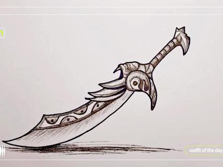 冷兵器手绘简笔画,手绘屠龙刀#线描 #线条画 #简笔画刀 #刀怎么画 #刀的画法