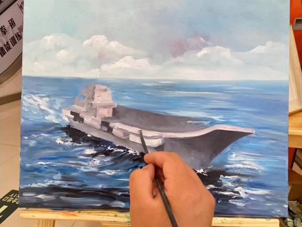 先画一画辽宁号小画,等有了福建号海上图再画一个大的😝#辽宁号#航空母舰 #画画 #一起学画画 #手绘 #想画就画 #原创 #艺术 #绘画过程 #绘画