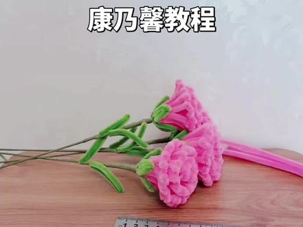 保姆及教程来了,母亲节快到了,姐妹们亲手给自己的母亲做一支康乃馨吧!#扭扭棒花 #花朵手工制作 #纯手工康乃馨