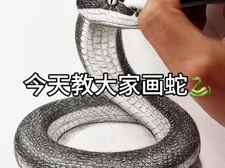 教大家画蛇!抓住蛇年的尾巴,蛇全蛇美,画蛇添福~ #素描 #画蛇#素描笔迹 #一学就会系列 #零基础学画画