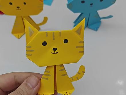 可爱又淘气的小猫,跟小朋友一起来试试吧!#亲子手工 #亲子手工diy #幼儿园手工 #小猫 #简单手工