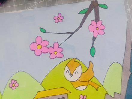 一首热爱春天早晨绚丽图景的古诗《春晓》孟浩然 #简笔画 #手绘 #儿童画 #古诗配画 #创作灵感