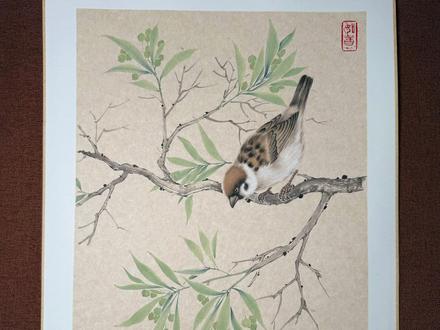 上课啦!这个麻雀的画法你们快学起来 #国画 #传统文化 #国画教学