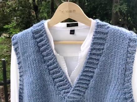 秋日背心编织教程1:起针+后片#手工棒针编织 #手工编织毛衣 #玩个毛线