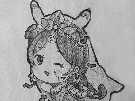 Q版公孙离【玉兔公主】素描动漫教学#玉兔公主卡点舞 #天竺少女沙里瓦 #动漫 #蔡海晨素描