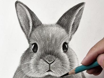 教大家画一个超可爱的小兔子! #零基础素描 #素描笔迹 #素描教程 #素描 #兔子