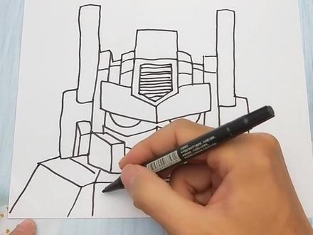 只需手掌放在一张纸手绘迷你世界擎天柱,画法简单又帅气的手势图